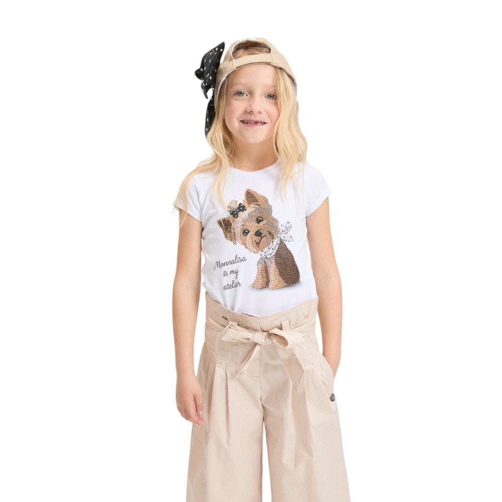 T-shirt Monnalisa Stampa Cagnolino Bambina 19G6130099