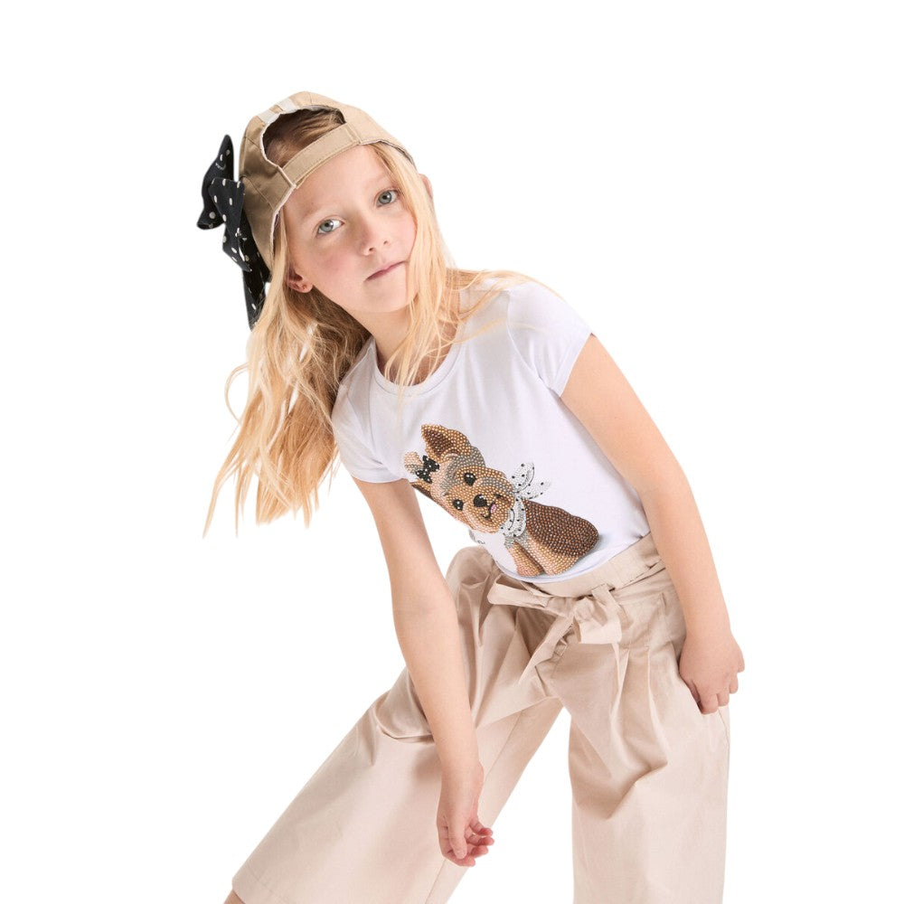 T-shirt Monnalisa Stampa Cagnolino Bambina 19G6130099