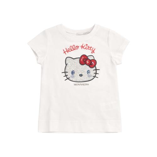 T-shirt Monnalisa Stampa Hello Kitty in strass Bambina bianca 19G6171