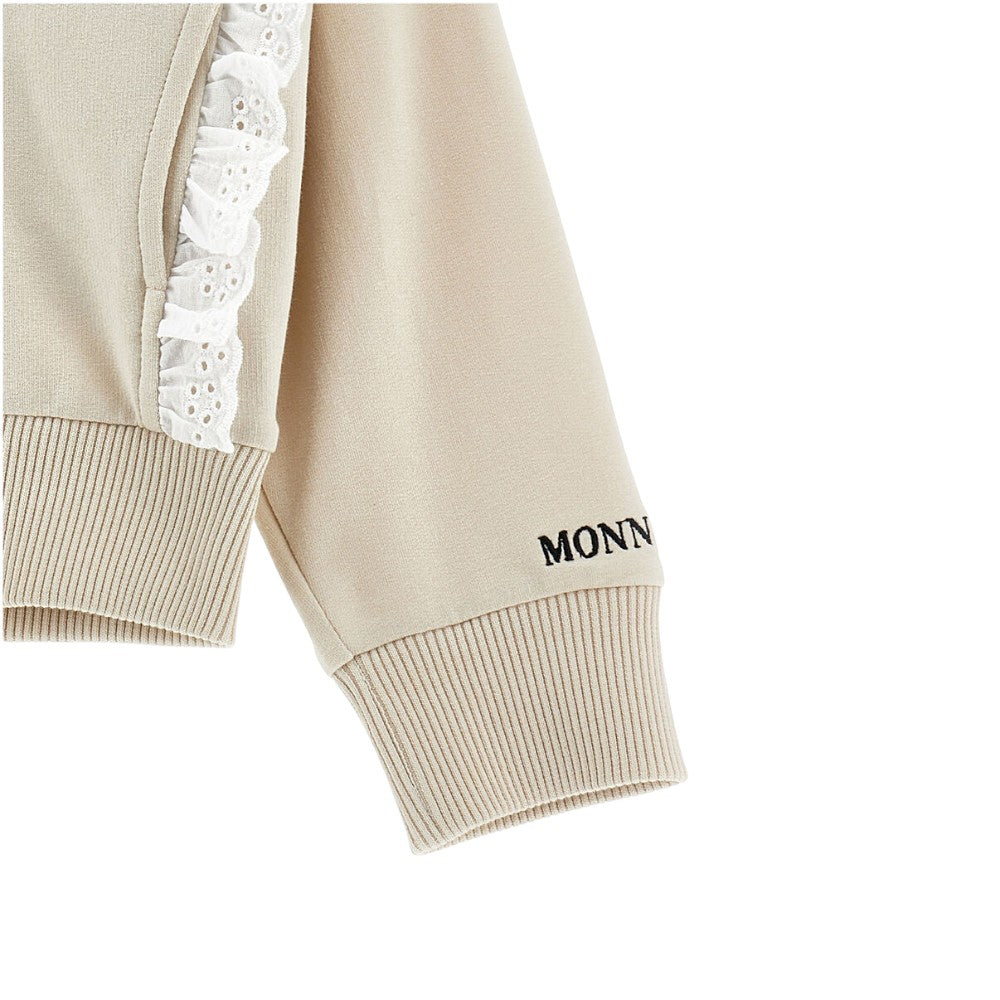 Felpa zip bambina Beige con Fiocco MONNALISA – 19G8040002