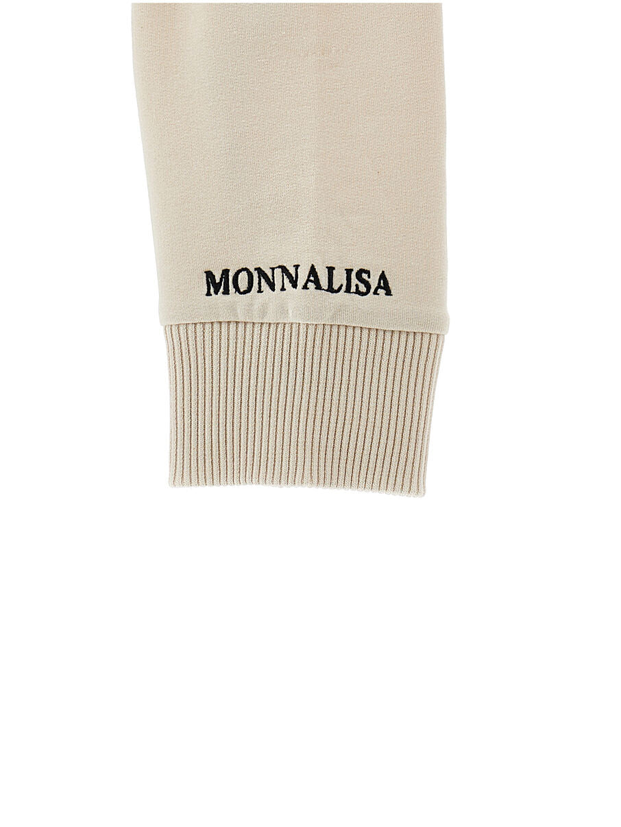 Felpa zip bambina Beige con Fiocco MONNALISA – 19G8040002