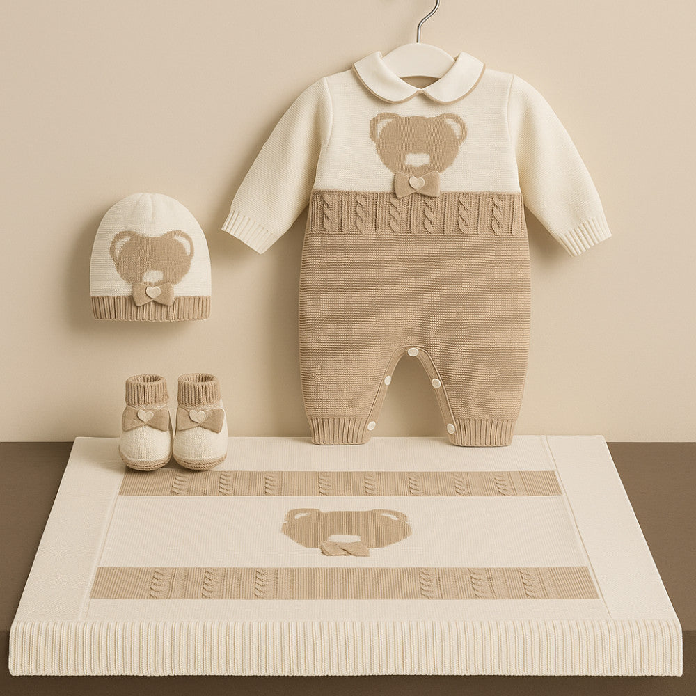 Tutina Neonata Beige in Filo di Cotone - 25P5020B I Delfi