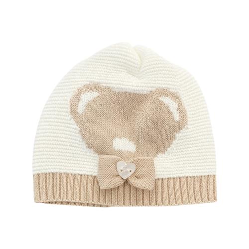 Cappellino Neonata Bianco - Rosa in Filo di Cotone con Fiocco | I Delfi