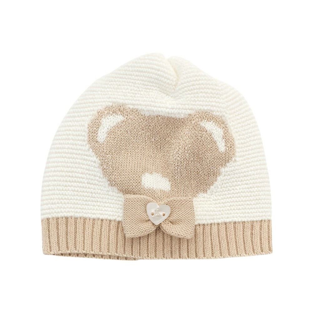 Cappellino Neonata Bianco - Rosa in Filo di Cotone con Fiocco | I Delfi