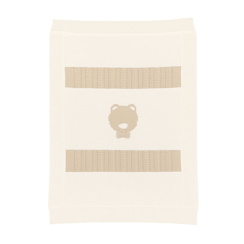 Copertina Neonata Bianca-Beige in Filo di Cotone Elegante per Culla/Lettino | I Delfi