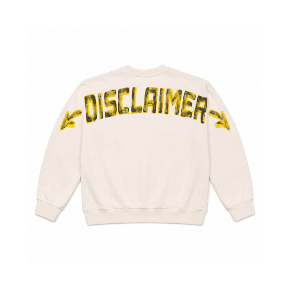 Felpa Disclaimer Junior Bianca con Logo Posteriore Giallo 26IDK59100