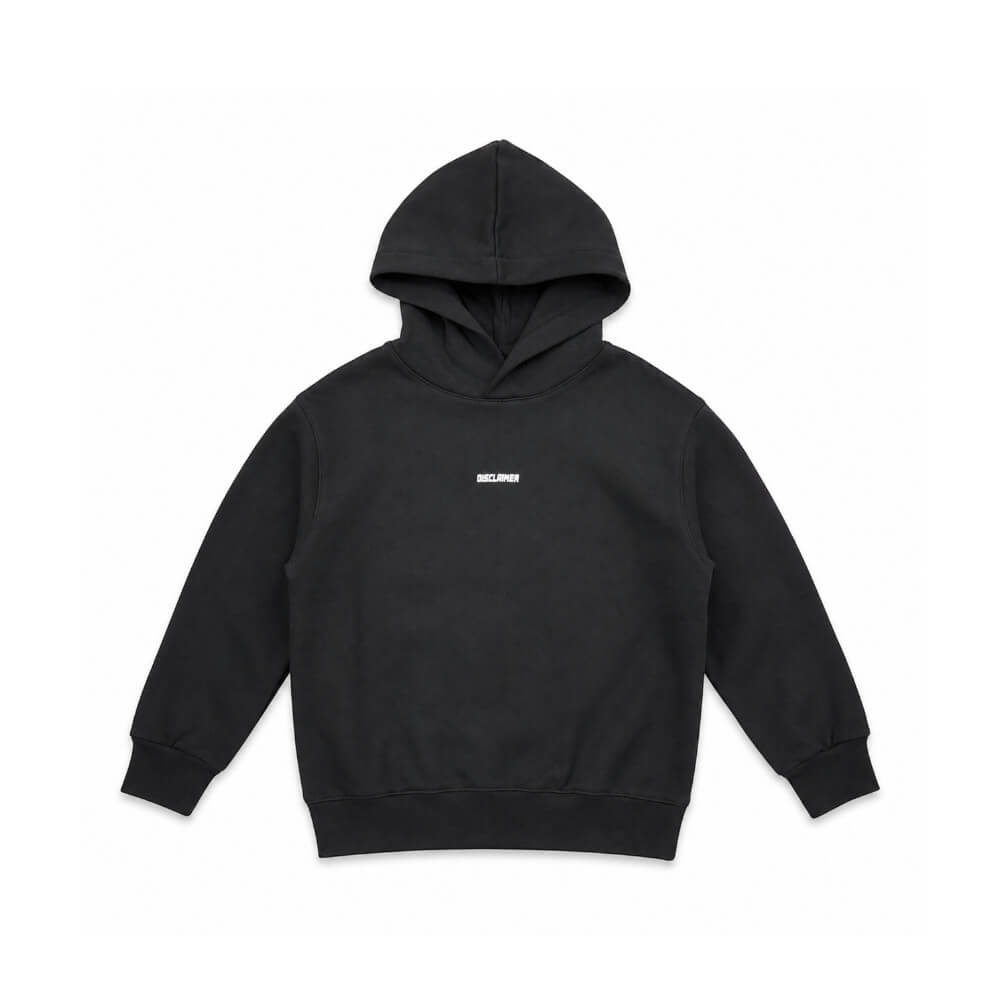 Felpa Disclaimer Nera Junior con Cappuccio e Maxi Logo Panna posteriore 26IDK59101