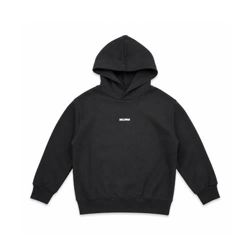 Felpa Disclaimer Nera Junior con Cappuccio e Maxi Logo Panna posteriore 26IDK59101