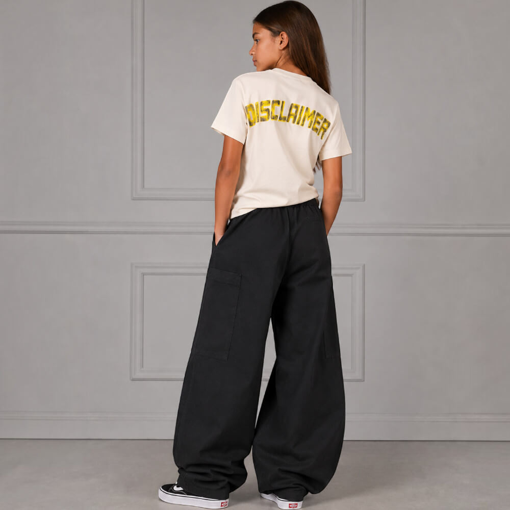 T-shirt Disclaimer Unisax Panna con Maxi Logo Giallo posteriore 26IDK59102