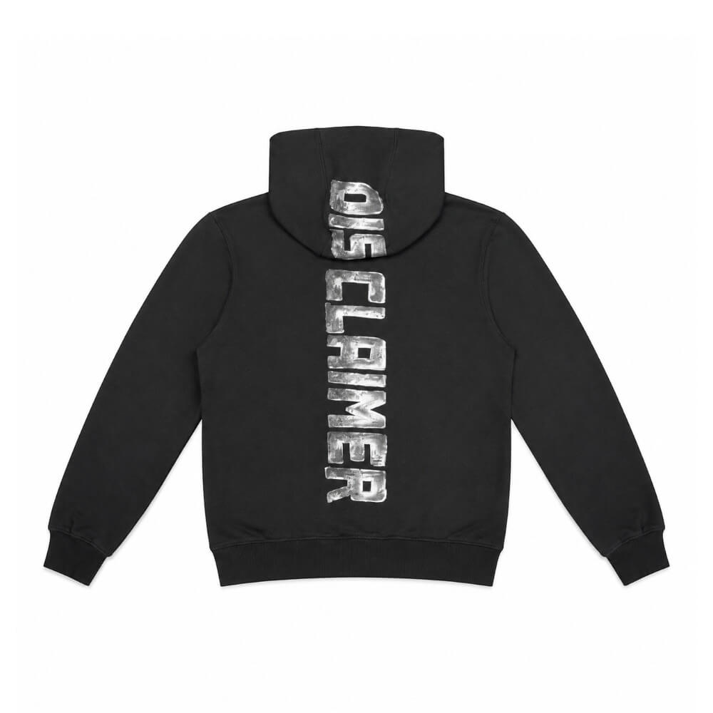 Felpa zip e cappuccio Disclaimer Junior Nera con Logo Posteriore 26IDK59104
