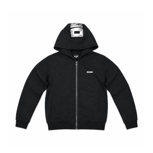 Felpa zip e cappuccio Disclaimer Junior Nera con Logo Posteriore 26IDK59104