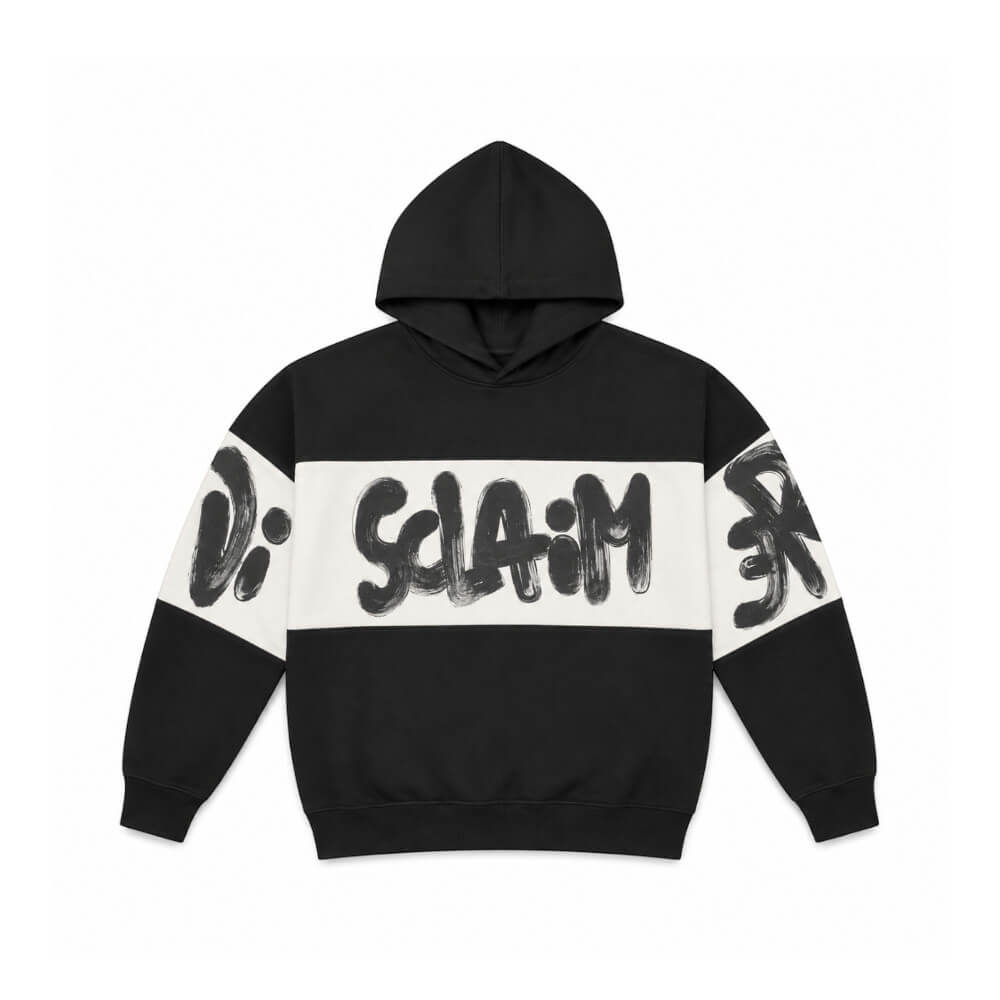 Felpa Disclaimer Junior Unisex Nera con Cappuccio e Fascia Logo Beige 26IDK59121