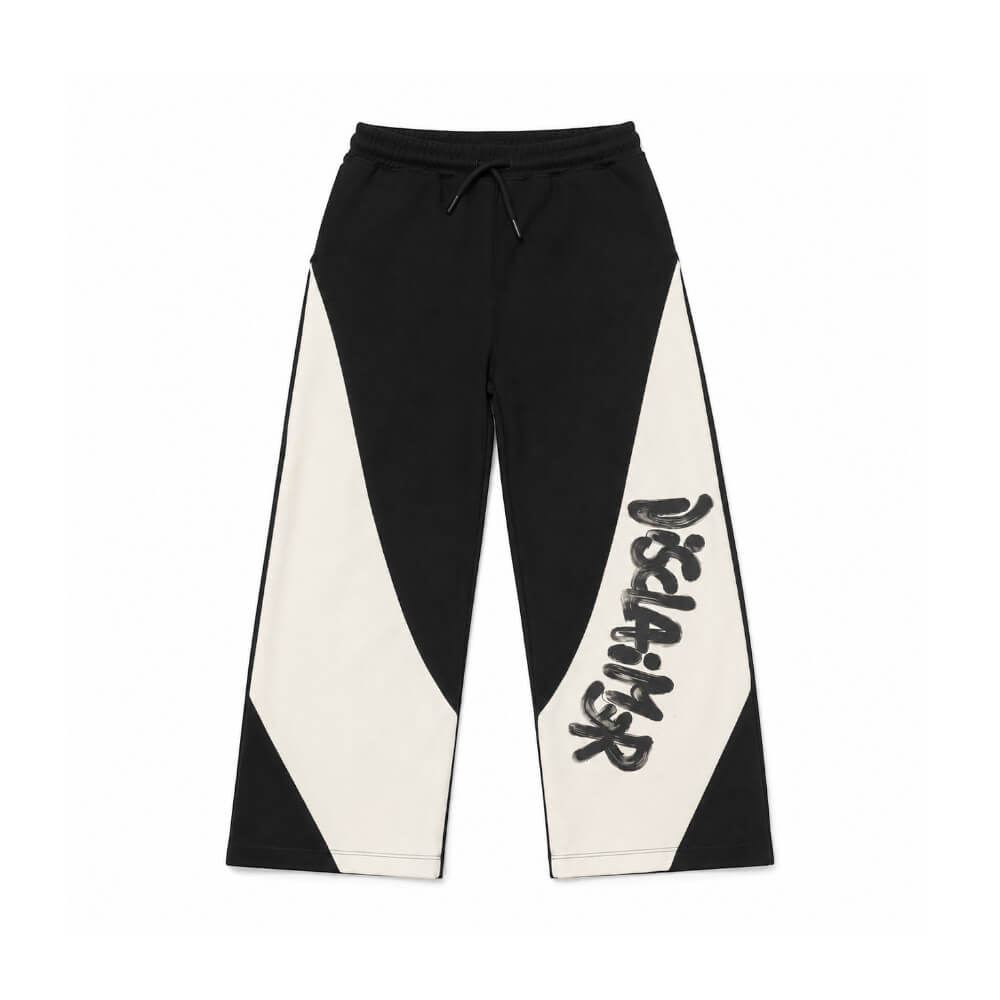 Pantalone in felpa Disclaimer Junior Nero & Panna con Maxi Logo 26IDK59122