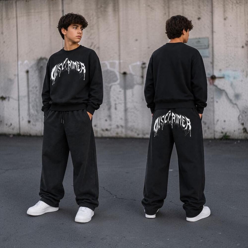 Pantalone Disclaimer Ragazzo Nero con Maxi Logo Posteriore 26IDK59131