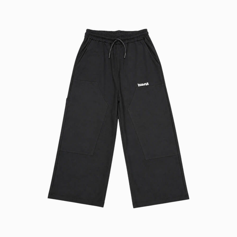 Pantalone Disclaimer Ragazzo Nero Wide Leg in Flanella 26IDK59174