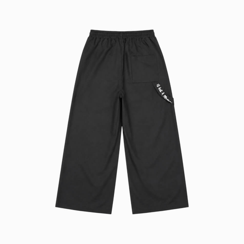 Pantalone Disclaimer Ragazzo Nero Wide Leg in Flanella 26IDK59174