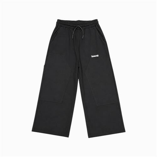 Pantalone Disclaimer Ragazzo Nero Wide Leg in Flanella 26IDK59174