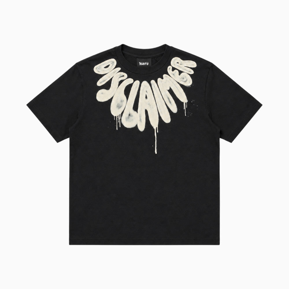 T-shirt Disclaimer Ragazzo Nera con Maxi Logo Graffiti 26IDK59183
