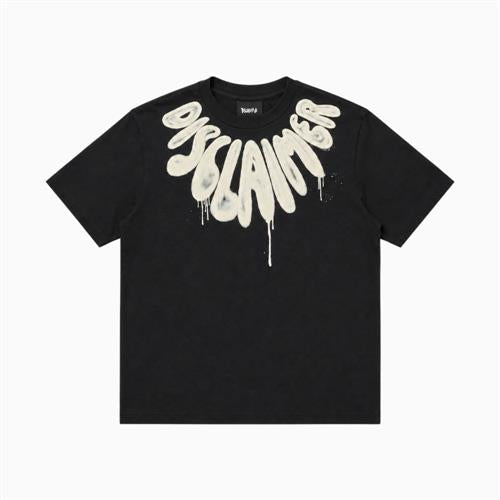 T-shirt Disclaimer Ragazzo Nera con Maxi Logo Graffiti 26IDK59183