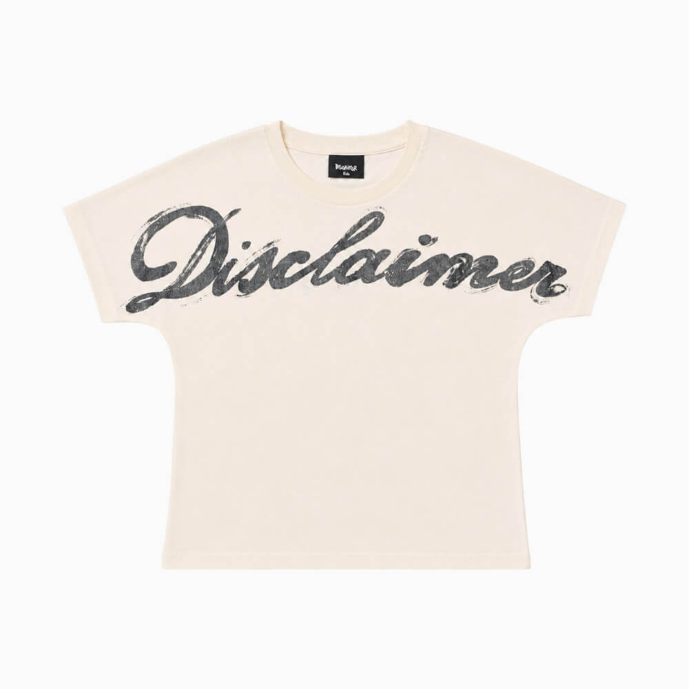 T-shirt Disclaimer Ragazza Panna con Maxi Logo Nero 26IDK59201