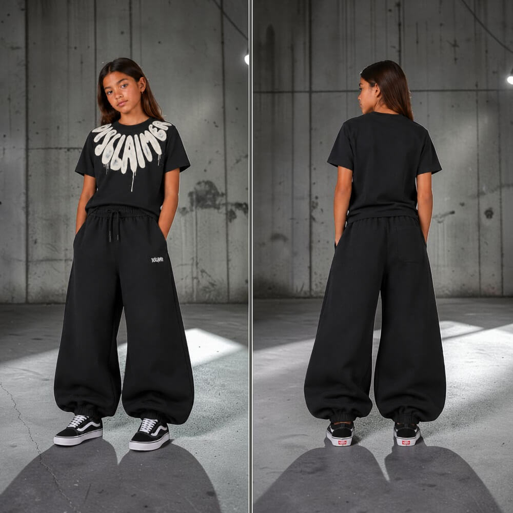 Pantalone Disclaimer Ragazza Nero Balloon in Felpa 26IDK59209
