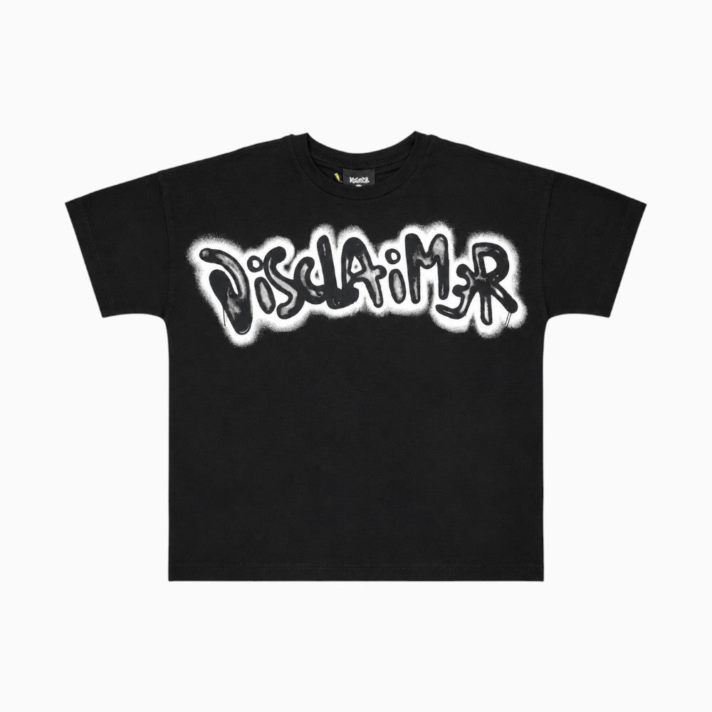 T-shirt Disclaimer Ragazzo Nera con Logo Graffiti 26IDK59213