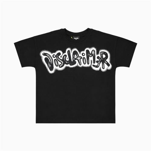 T-shirt Disclaimer Ragazzo Nera con Logo Graffiti 26IDK59213