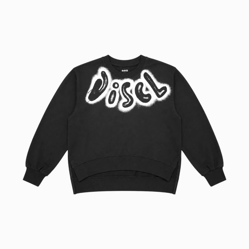 Felpa Disclaimer Ragazza Nera con Maxi Logo Graffiti Fronte e Retro 26IDK59215
