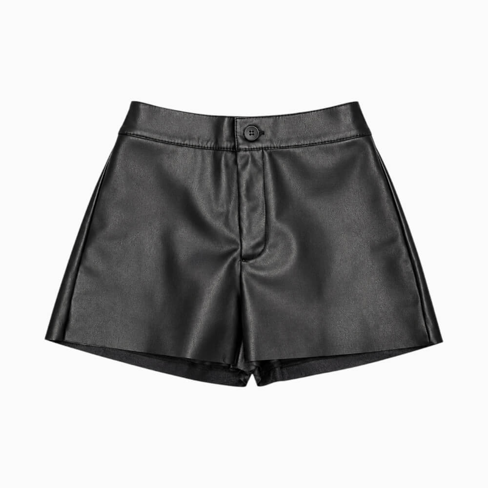 Short Disclaimer Ragazza Nero in Ecopelle 26IDK59230