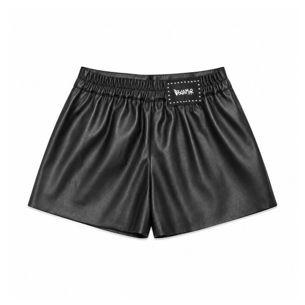 Short Disclaimer Ragazza Nero in Ecopelle 26IDK59230
