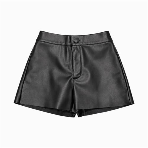 Short Disclaimer Ragazza Nero in Ecopelle 26IDK59230