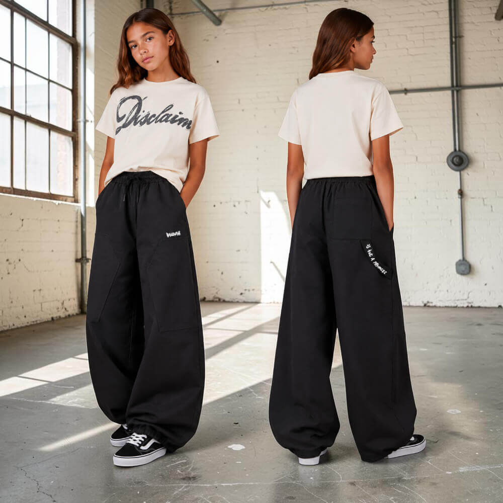 Pantalone Disclaimer Ragazza Nero Balloon in Gabardina 26IDK59237