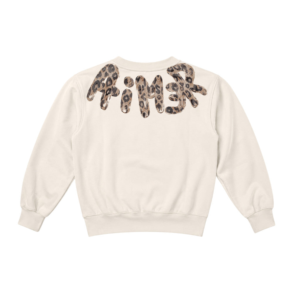 Felpa Disclaimer Ragazza Panna con Maxi Logo Animalier 26IDK59243