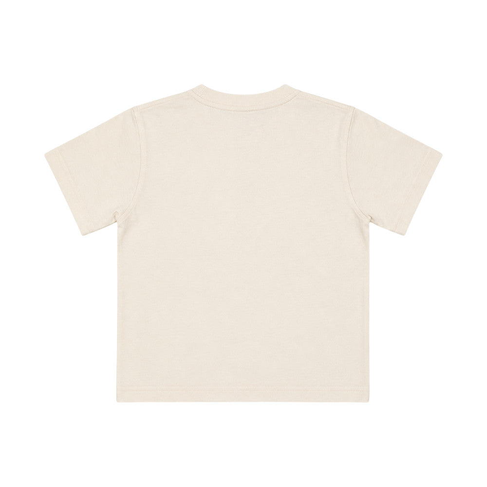 T-shirt Disclaimer Ragazza Panna Cropped con Logo Nero 26IDK59276