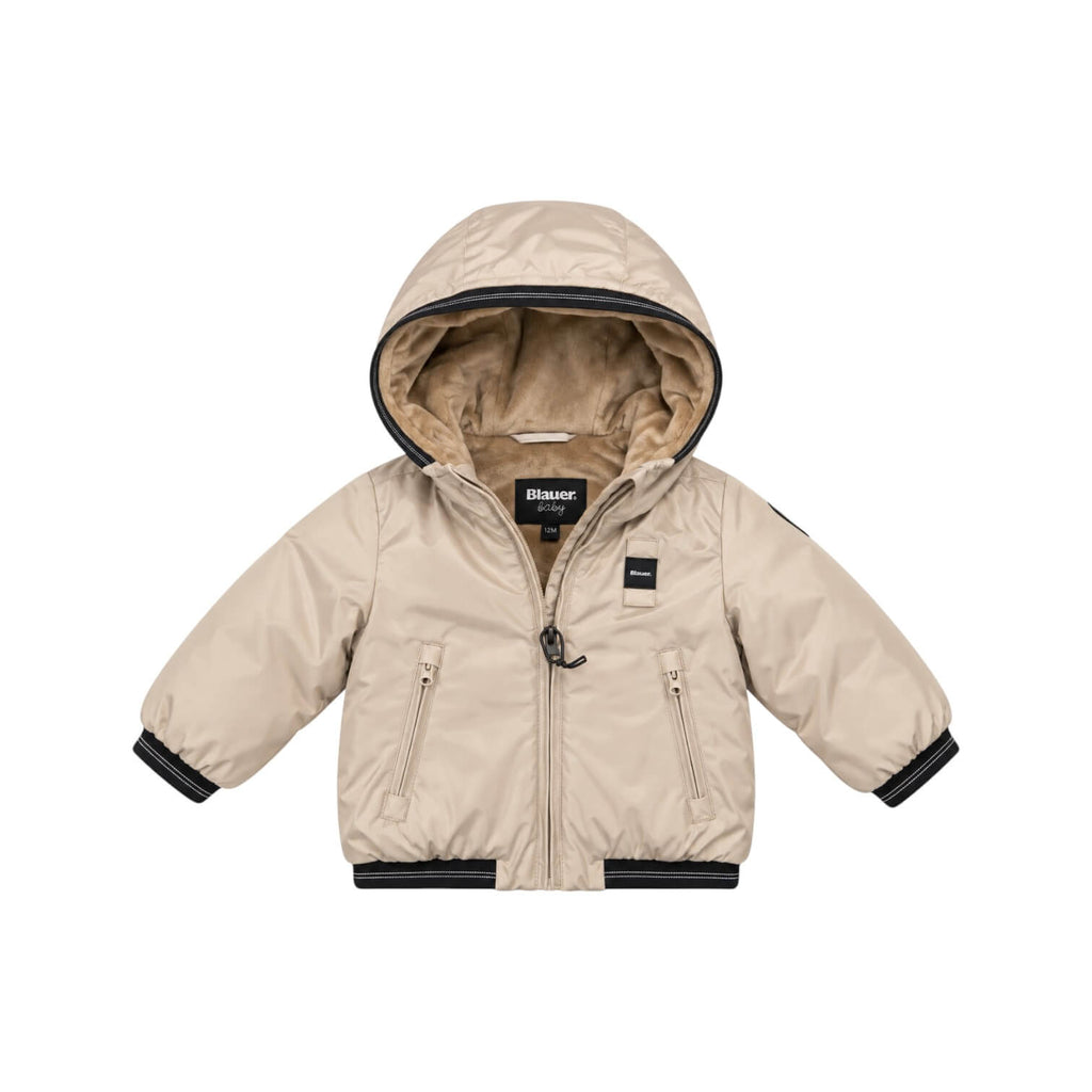 Giubbino Blauer Bambino Beige con Cappuccio e Interno Marmotta 26WBBXC02299