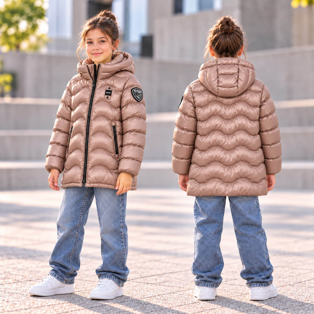 Giubbino Blauer Larese bambina/ragazza Rosa scampanato con cappuccio 26WBLGC02296-30CRP
