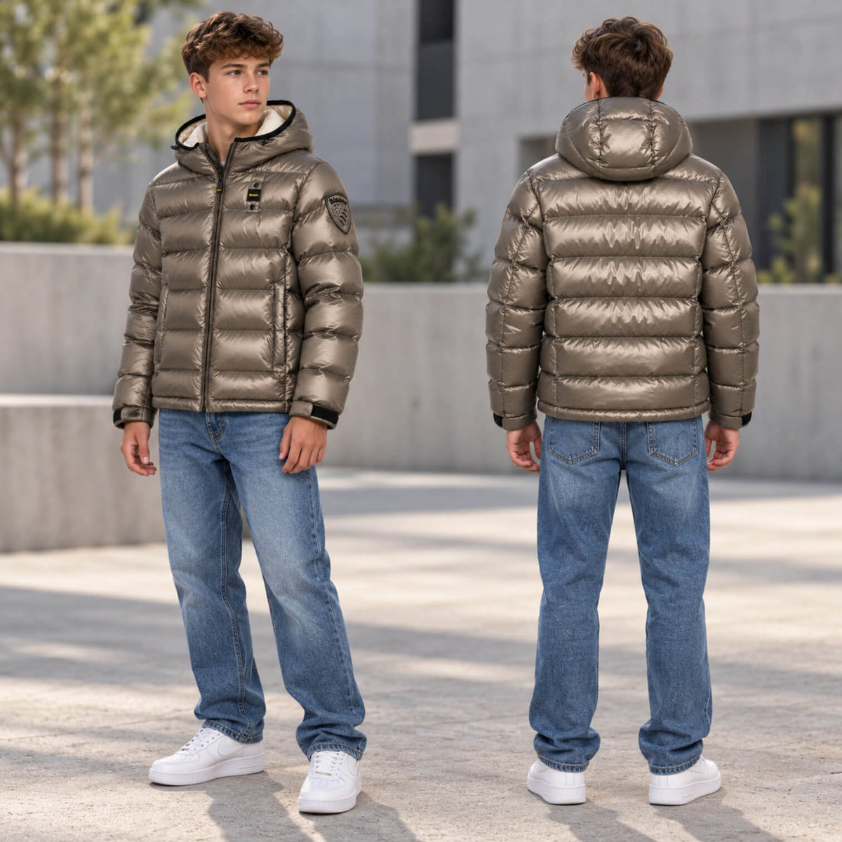 Giubbino Blauer Ansel Junior Grigio Asfalto con Cappuccio 26WBLKC02273-925EB