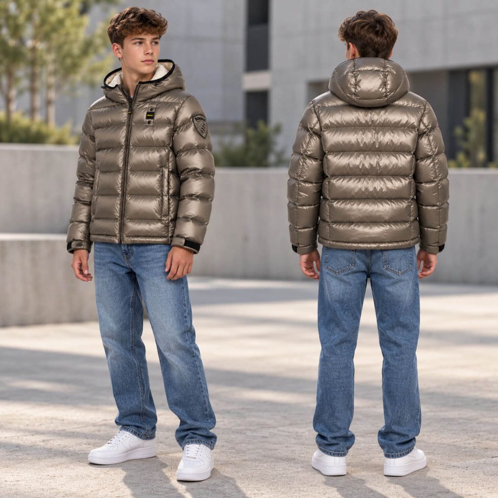 Giubbino Blauer Ansel Baby/Junior Grigio Asfalto con Cappuccio 26WBLKC02273-925EB