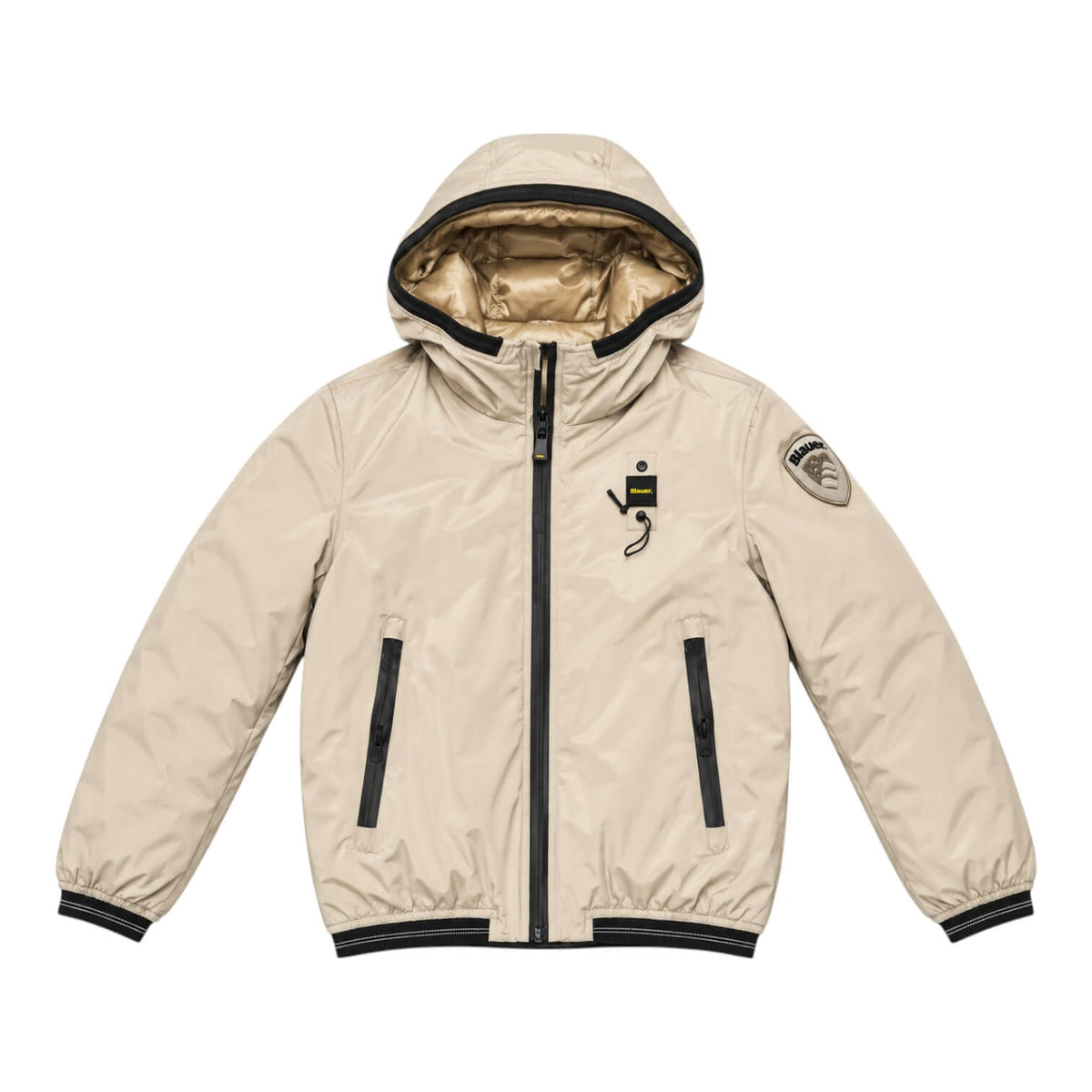 Giubbino Blauer Junior Beige con cappuccio e Interno in pelliccia Marmotta 26WBLKC11276-902