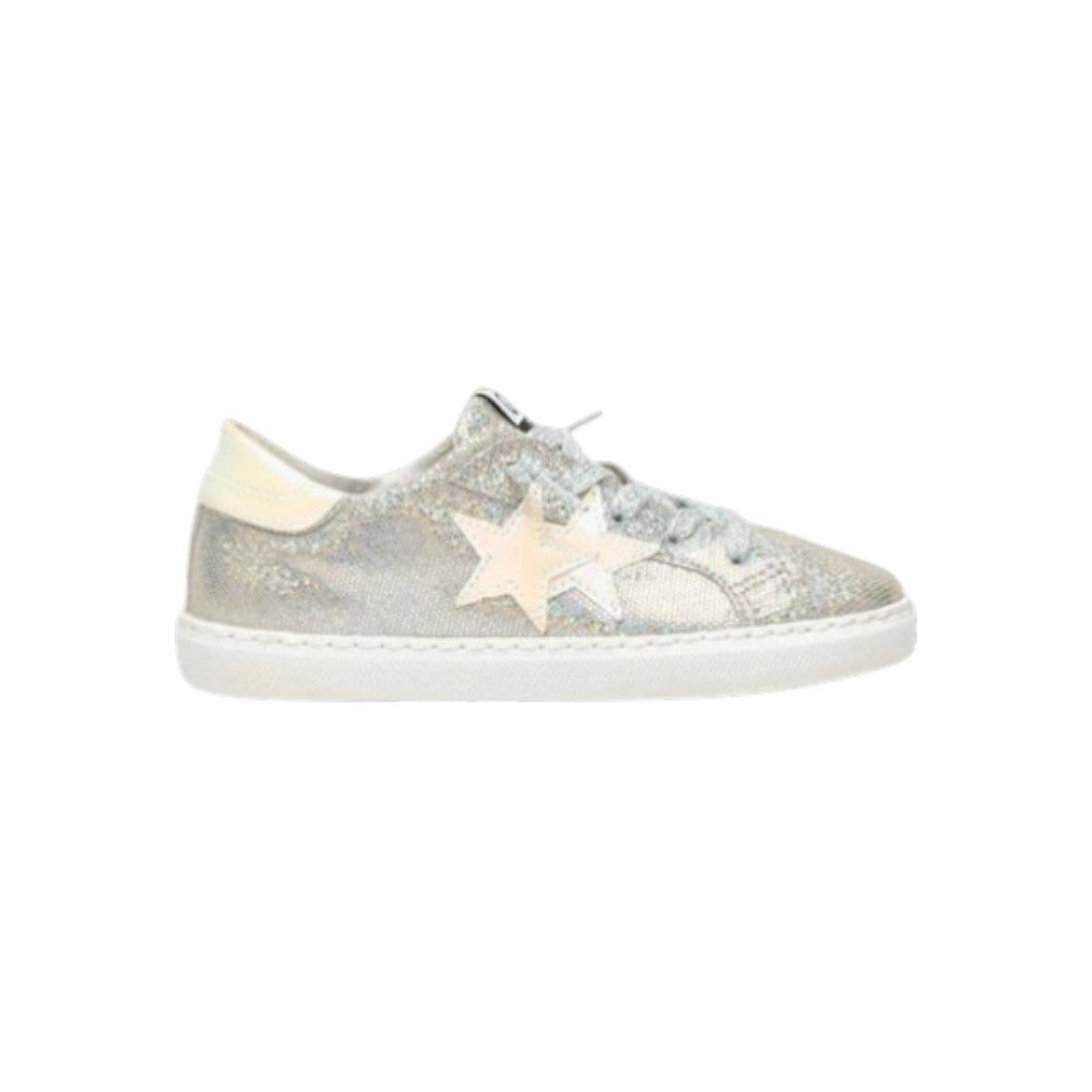 2Star Sneaker Bambina Argento 2SB2446C Laminato con Maxi Stella Laterale