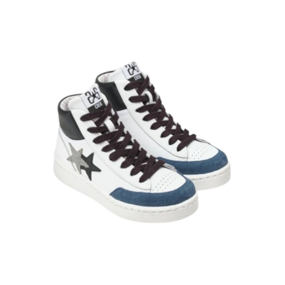 2Star Sneaker Alta Bambino Bianca 2SB2694C  con Doppia Stella