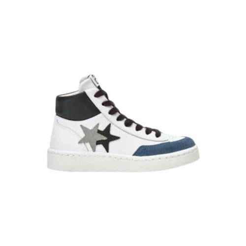 2Star Sneaker Alta Bambino Bianca 2SB2694C  con Doppia Stella