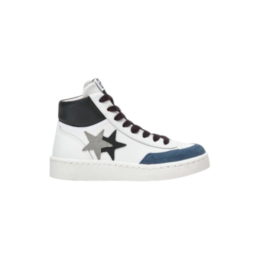 2Star Sneaker Alta Bambino Bianca 2SB2694C  con Doppia Stella