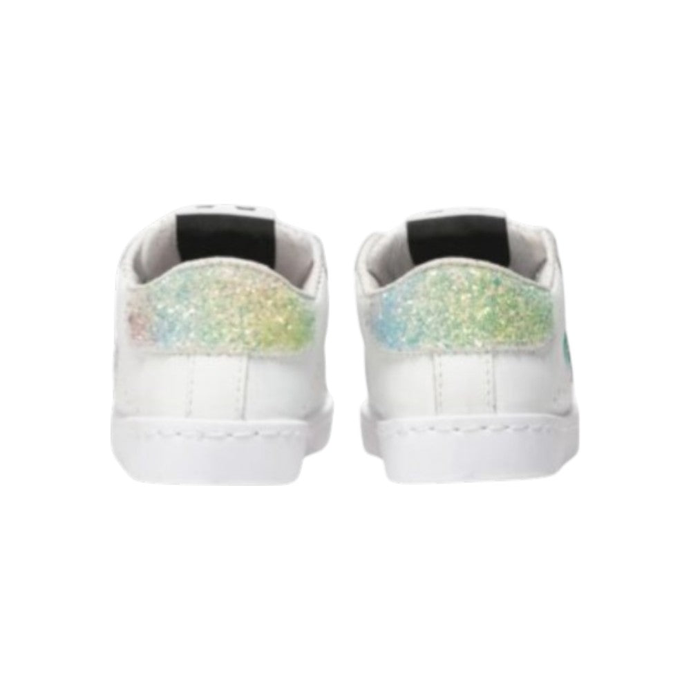 2Star Sneaker Bambina Bianca 2SB280507 con Stella Glitter Verde Acqua