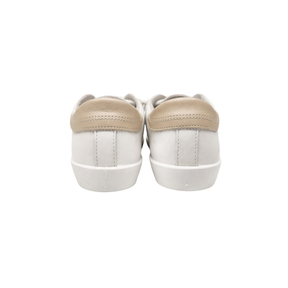 2Star Sneaker in Pelle Bianca 2SB3221_C con Doppia Stella e dettaglio Beige