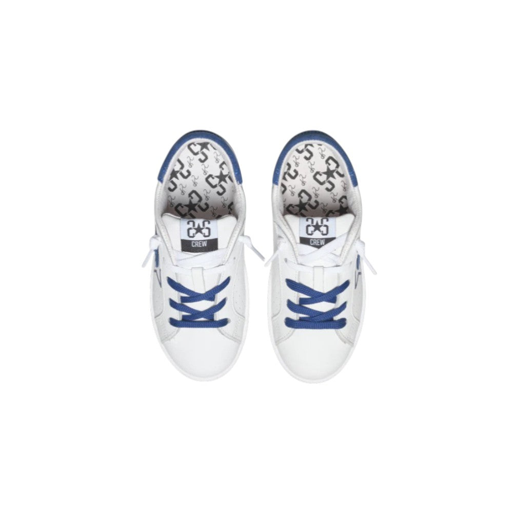 2Star Sneaker in Pelle Bianca 2SB3222_C con Stella Bluette e Dettagli Coordinati