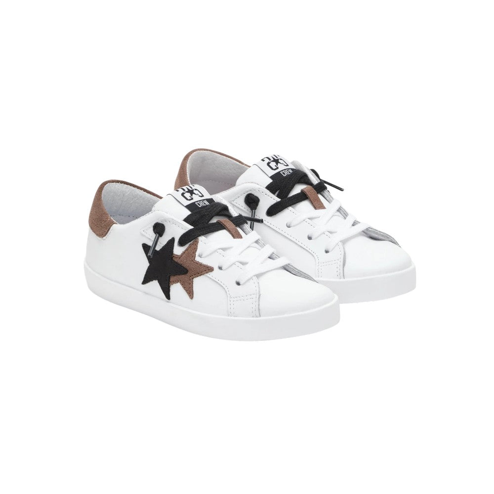 2Star Sneaker Bambina Bianca 2SB3328_C con Doppia Stella Nera e Tabacco