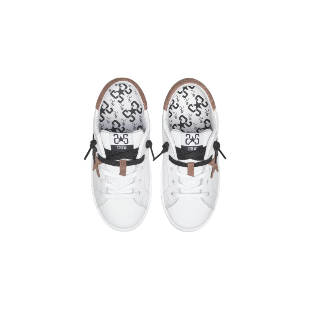 2Star Sneaker Bambina Bianca 2SB3328_C con Doppia Stella Nera e Tabacco