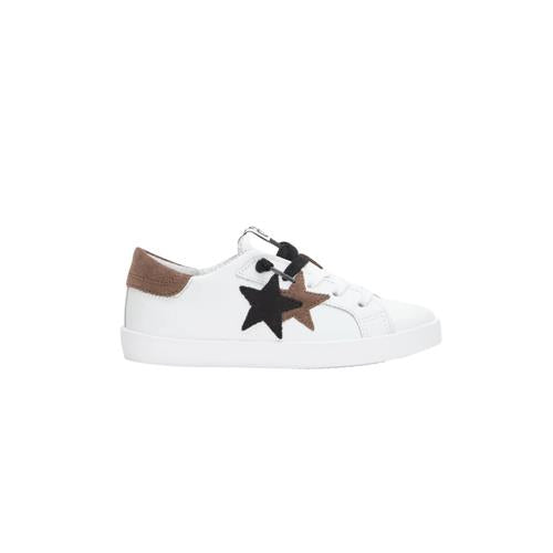 2Star Sneaker Bambina Bianca 2SB3328_C con Doppia Stella Nera e Tabacco