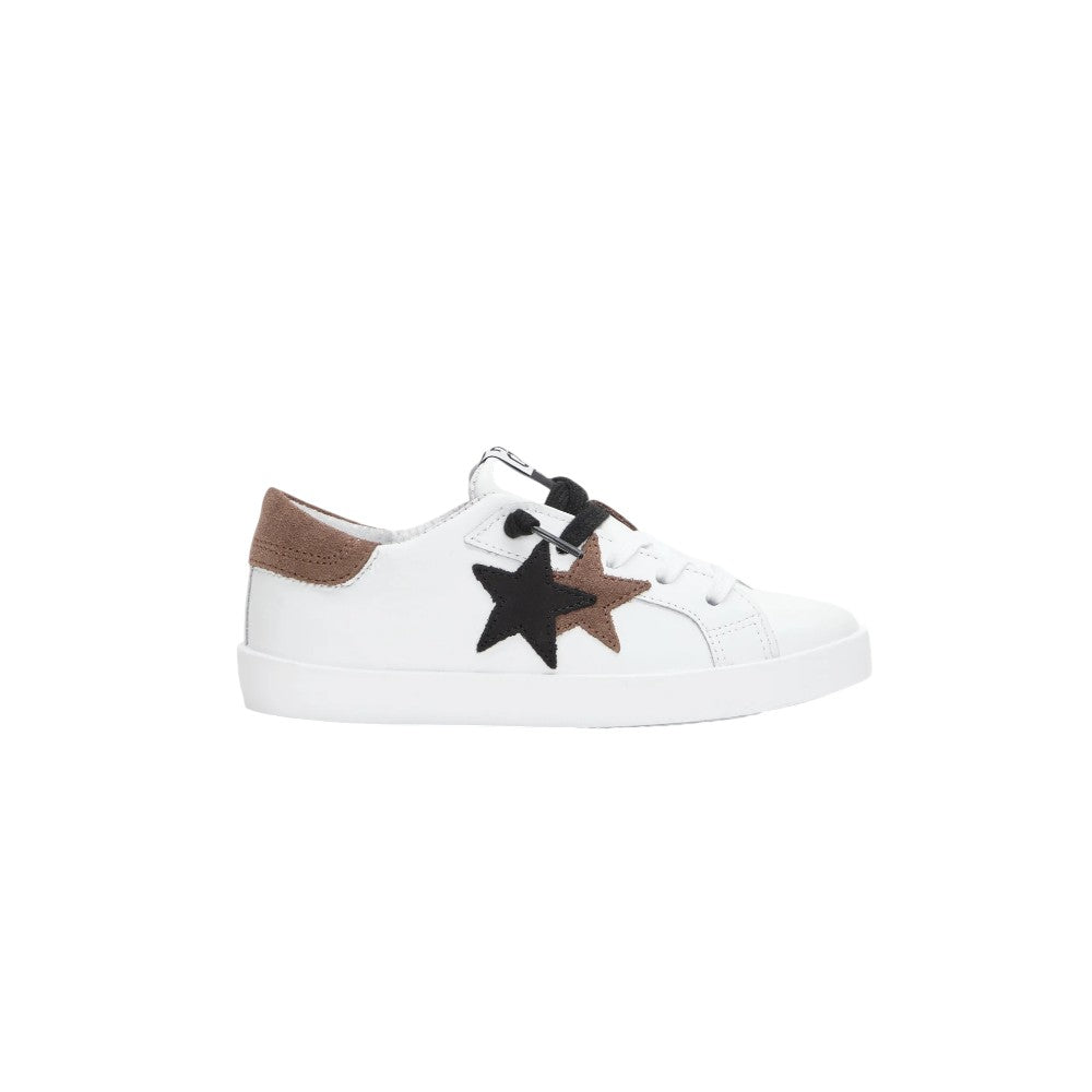 2Star Sneaker Bambina Bianca 2SB3328_C con Doppia Stella Nera e Tabacco